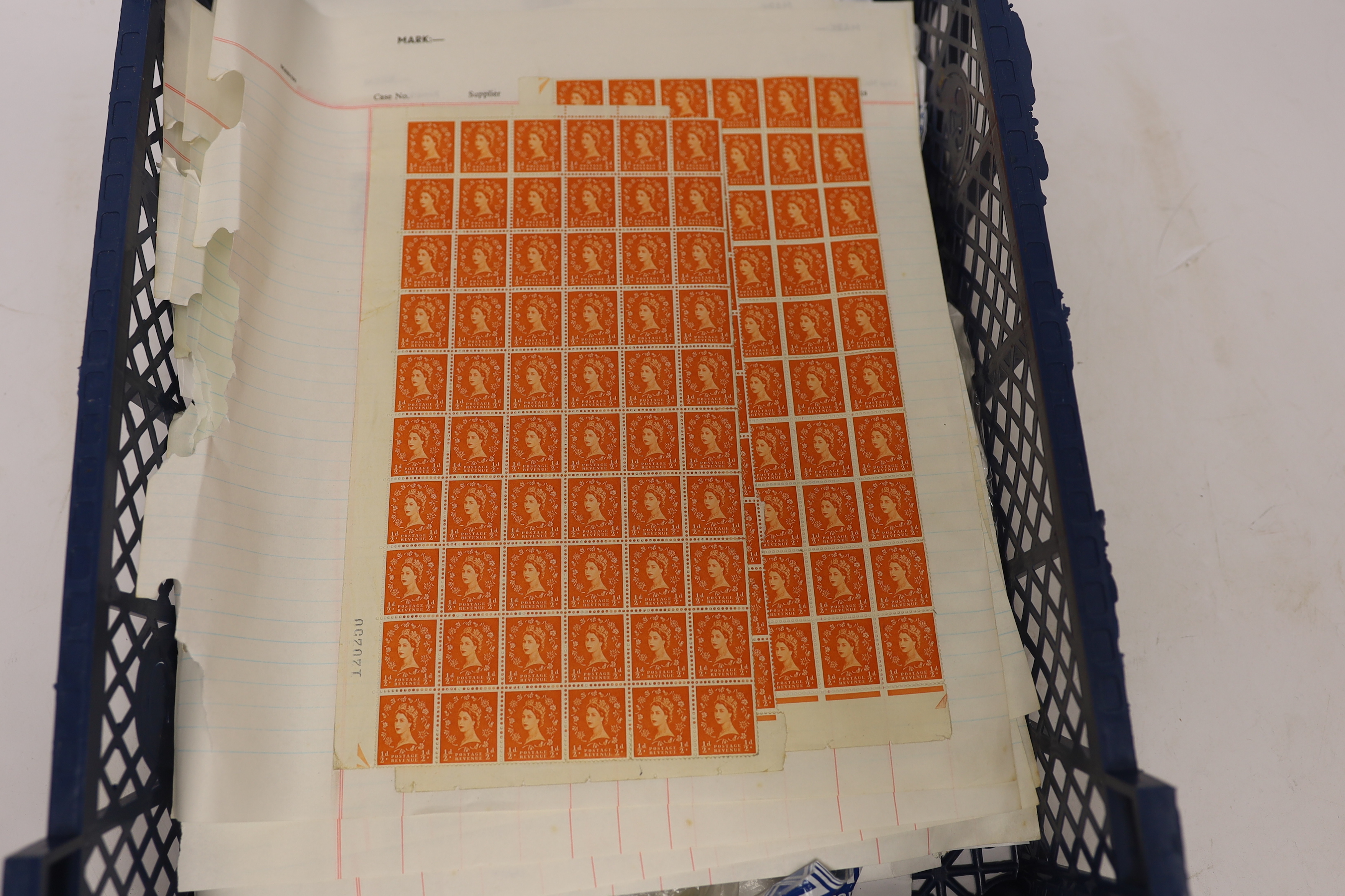 Two stamp albums and various loose pages and bags of loose stamps